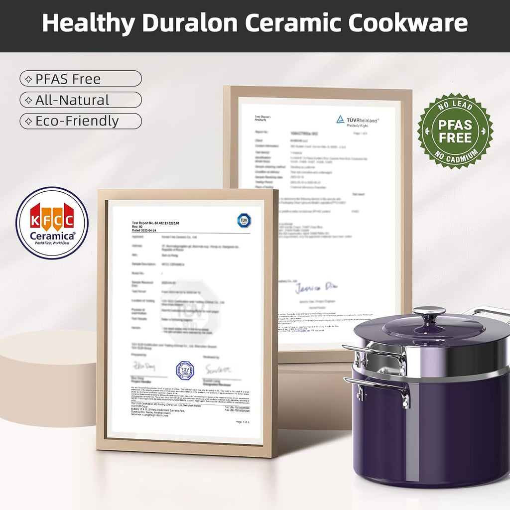 Lux 13pc Forged Lightweight Cookware Set PFAS Free, Healthy G10 Duralon Ceramic Coating, Ultra Non-Stick, Stay-Cool Handles, Works on All Cooktops & Induction Ready