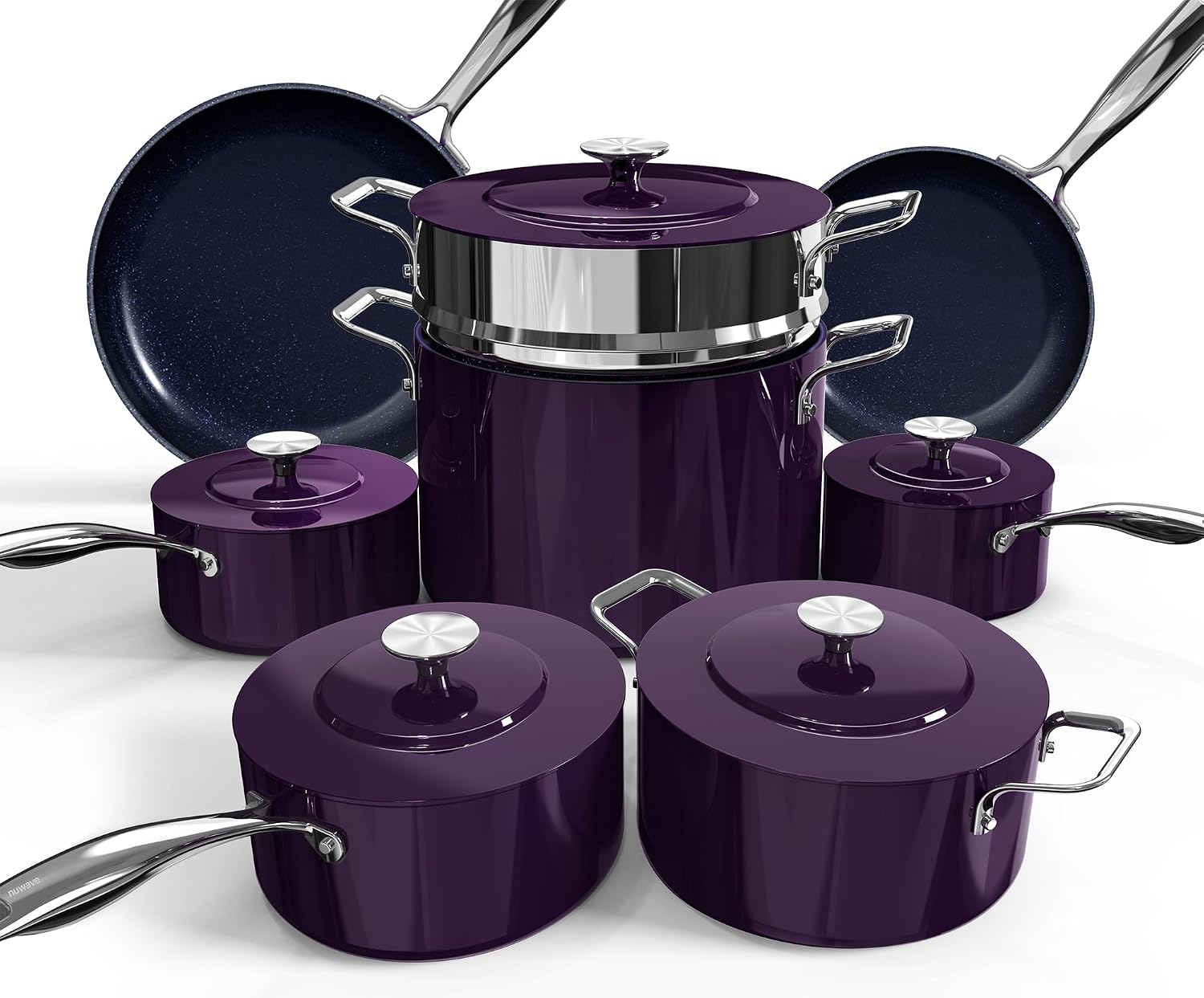 Lux 13pc Forged Lightweight Cookware Set PFAS Free, Healthy G10 Duralon Ceramic Coating, Ultra Non-Stick, Stay-Cool Handles, Works on All Cooktops & Induction Ready