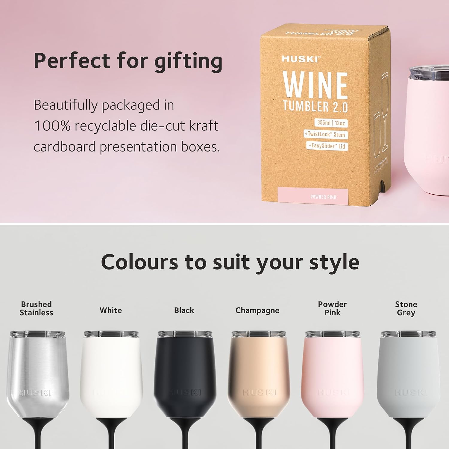 Wine Tumbler 2.0 | NEW | Award-winning Design with Detachable Stem | Premium Stainless Steel Wine Glass with Lid | Triple Insulated Tumbler | 12oz Capacity | Great Gift (Brushed Stainless)