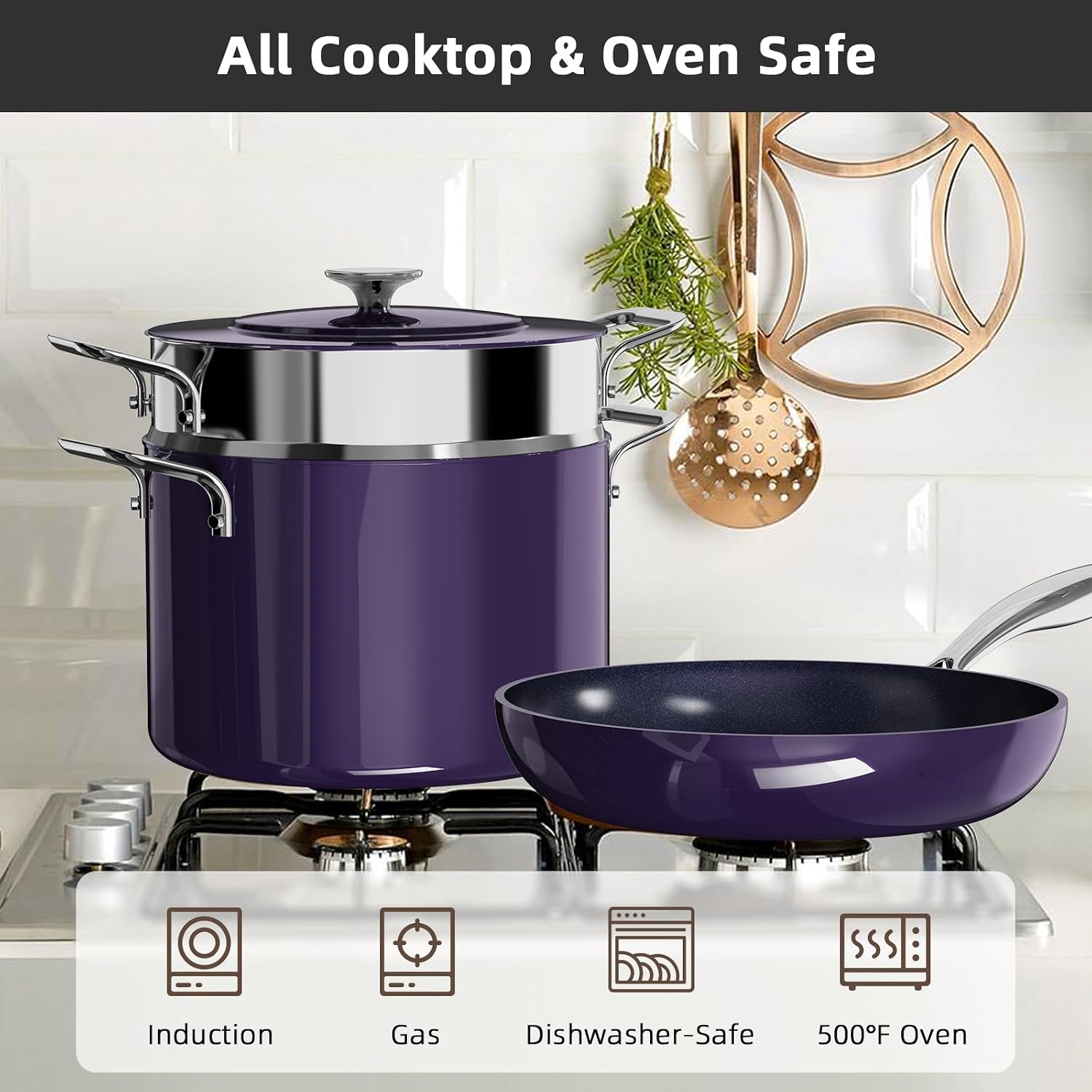 Lux 13pc Forged Lightweight Cookware Set PFAS Free, Healthy G10 Duralon Ceramic Coating, Ultra Non-Stick, Stay-Cool Handles, Works on All Cooktops & Induction Ready