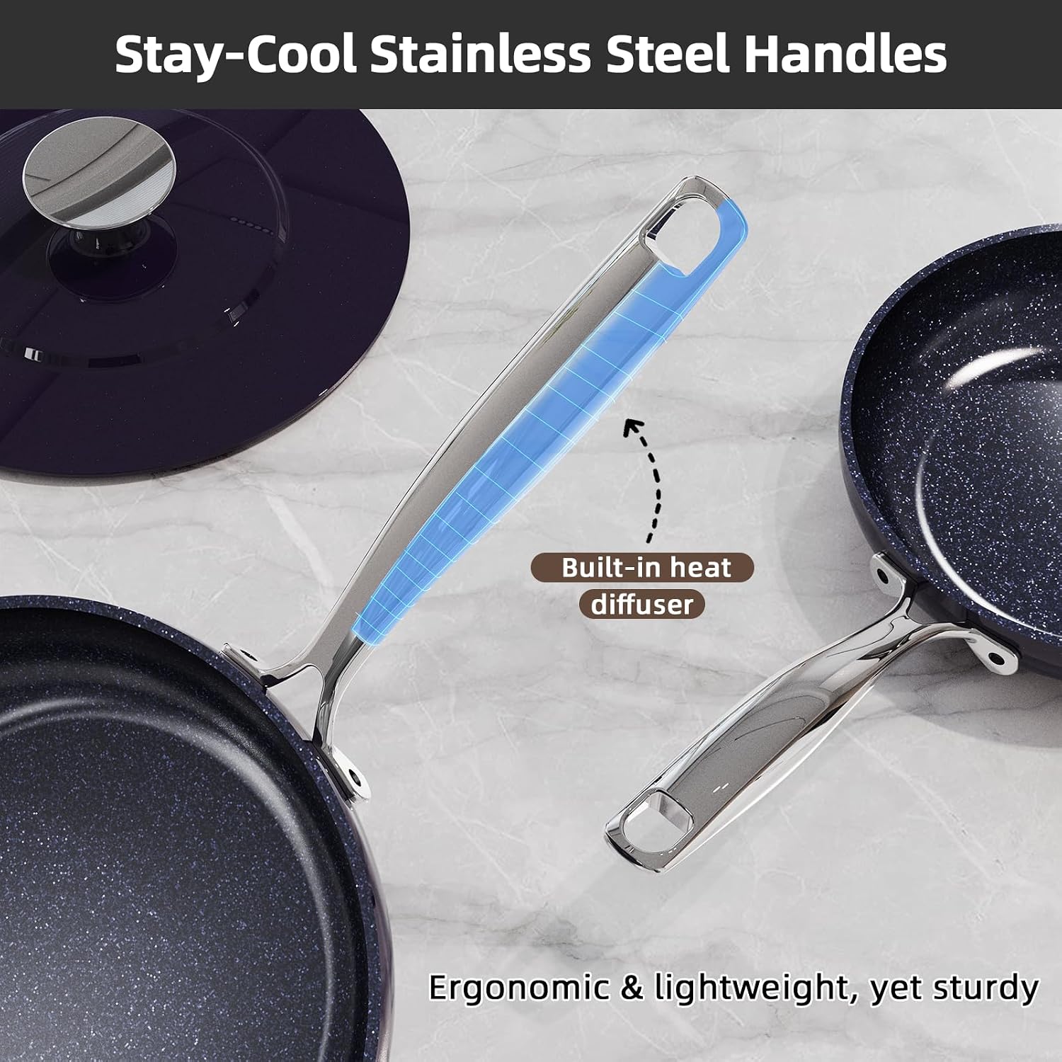 Lux 13pc Forged Lightweight Cookware Set PFAS Free, Healthy G10 Duralon Ceramic Coating, Ultra Non-Stick, Stay-Cool Handles, Works on All Cooktops & Induction Ready