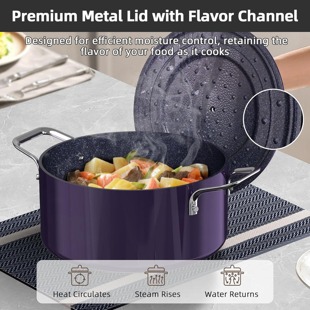 Lux 13pc Forged Lightweight Cookware Set PFAS Free, Healthy G10 Duralon Ceramic Coating, Ultra Non-Stick, Stay-Cool Handles, Works on All Cooktops & Induction Ready