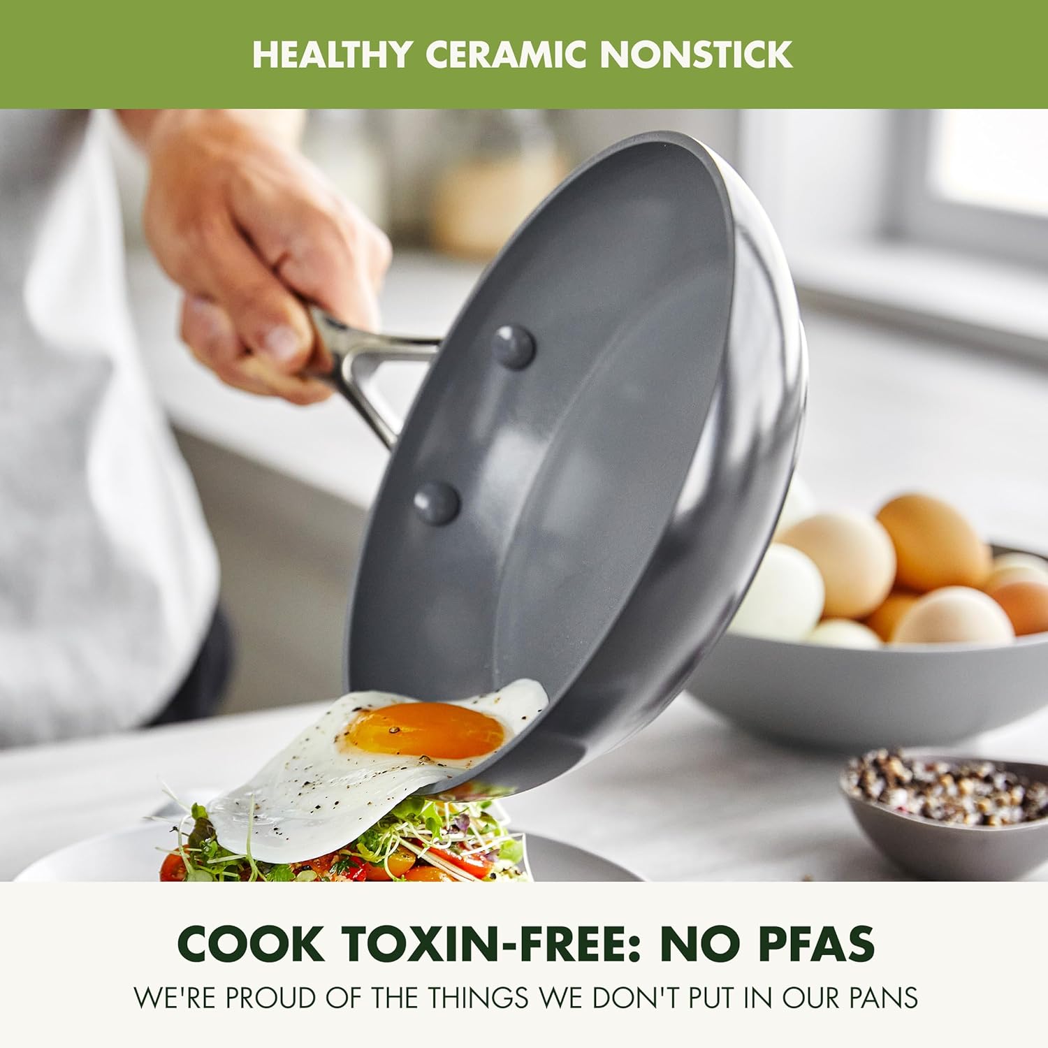 Valencia Pro Ceramic Nonstick 11 Piece Cookware Set, Hard Anodized PFAS-Free Pots & Pans, Induction Ready, Compatible on All Cooktops, Dishwasher Safe, Oven Safe to 600F, Gray